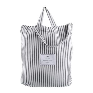ANYA HINDMARCH Striped Reusable Cotton Tote Bag - Black and White